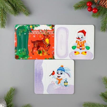 3-D puzzle "New Year's jewelry" Snowman, deer, hare-1