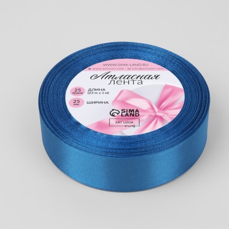 Satin tape, 25 mm × 23 ± 1 m, color-blue color No. 97-1
