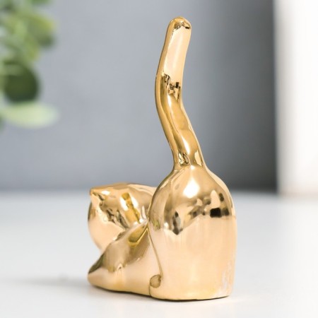 Souvenir Ceramics "Cat - Sucking" gold 5.5x2.4x7.8 cm-2