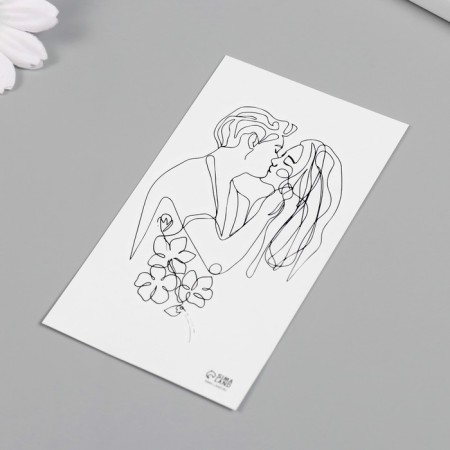 Tattoo on the body Black "Contour. The couple" 6x10.5 cm-4