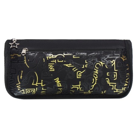 Penal soft 2 compartments, 80 x 210 x 65 mm, voluminous, calligrata, black-1