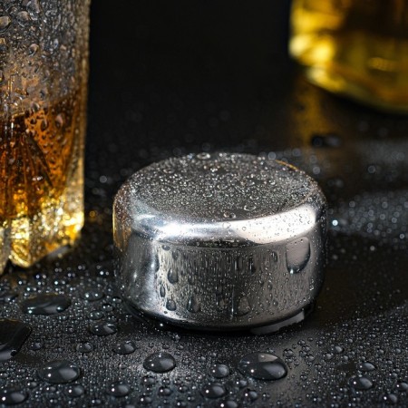 Round stone for whiskey, silver, d = 5, h = 2.8 cm