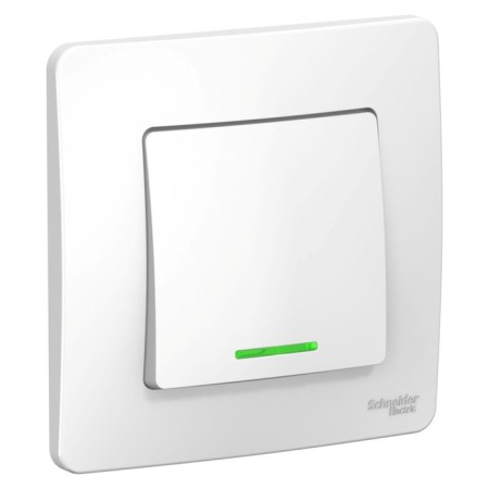 SE BLANCA switch, 10 A, 1 key, IP20, hidden with backlight, white, Blnvs010111