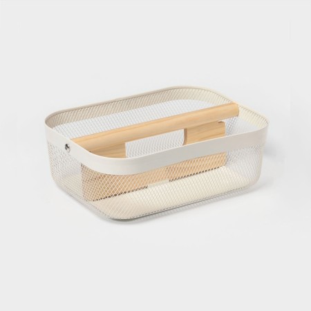 Universal Basket LADOM "Halves", rectangular, with a pen, 32.5 × 24.5 × 11.5 cm, white-2