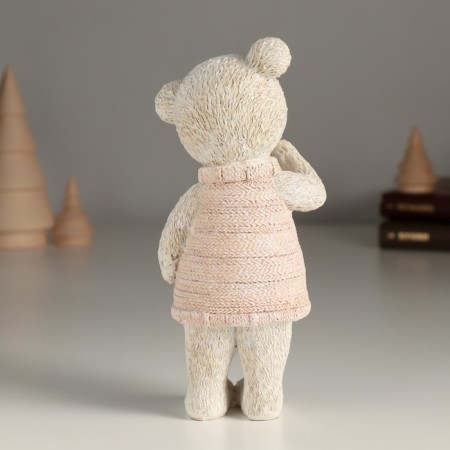 Polystone souvenir "Surprised Bear in a Pink Sweater" 7.5x5x16 cm-2