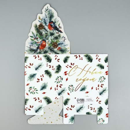 Box for mini-boots "Happy New Year", bullfinches, 12 x 17 x 10 cm, New Year-8