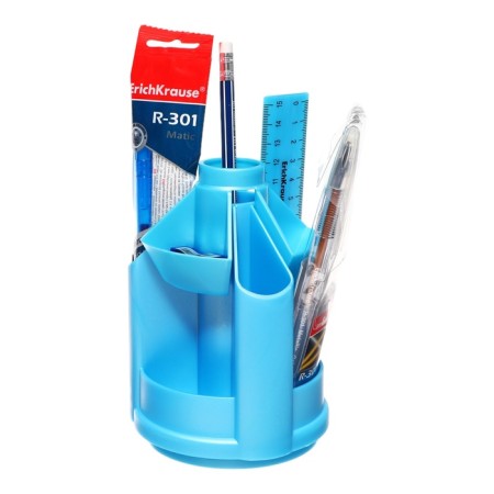 A set of stationery 11 items Erichkrause "Mini Desk Ice Metallic", rotating, blue-1