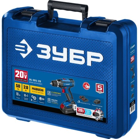 Drill-shuruvret bison DL-201-22, 20 V, 2x2 Ah, 1350 rpm, case-13