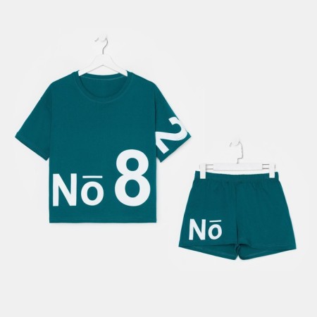 Female set (T -shirt, shorts), Malachite color, size 54-11