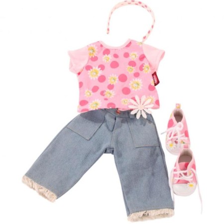 Set of clothes jeans, T-shirt and doll sneakers 45-50 cm