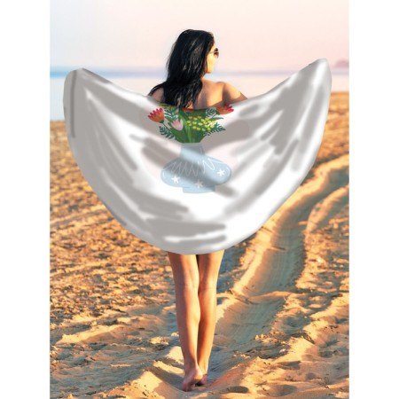Pareo and beach rug "Flowers in a vase", d = 150 cm