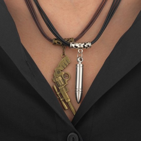 Assorted Pendant "Demetrons" Pistol and a bullet, colored on a black lace, 45 cm-2