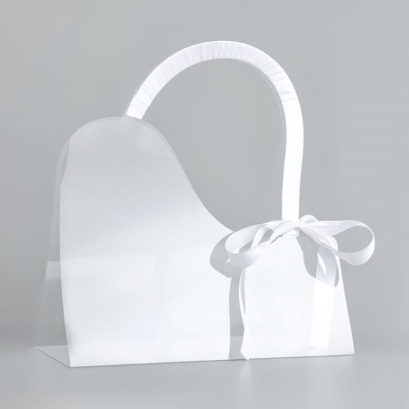 Carriage for flowers with tape, 30x25x12 cm, white-2