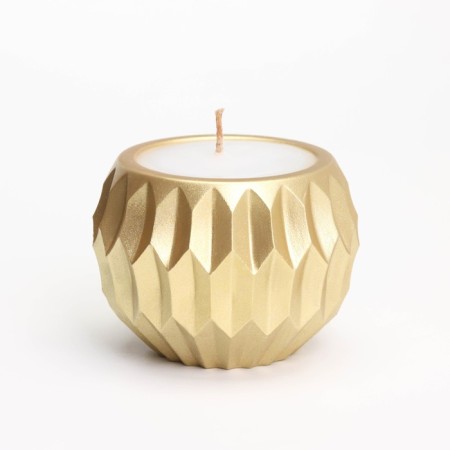 Candle "Shar" in a candlestick with sharp faces of gypsum, 7x6cm, gold-1