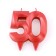 Candle in the cake jubilee "line", number 50, red metallic, 8cm