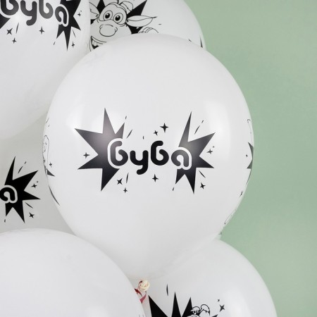 Latex ball 12 “Buba and friends”, pastel, white, 4 tbsp., Set 25 pcs., Mix-6