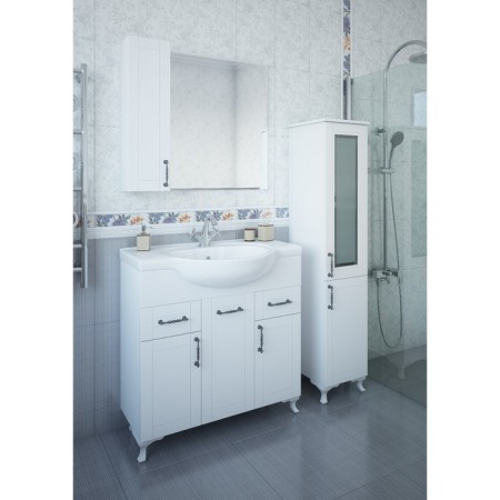 Cabinet-mirror Gloria 85 left, white matte-1