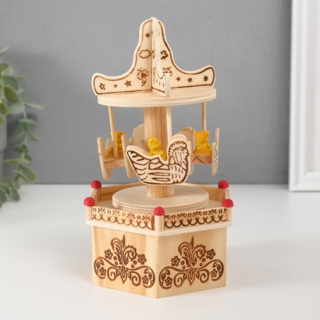 Souvenir musical mechanical tree "Carousel - Bear in the boat" 10x11.5x18.5 cm-2