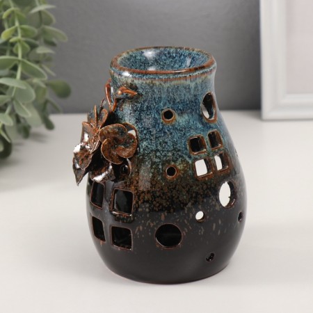 Aroma lamp ceramics "Field flower" brown 9x9.5x13.5 cm-2