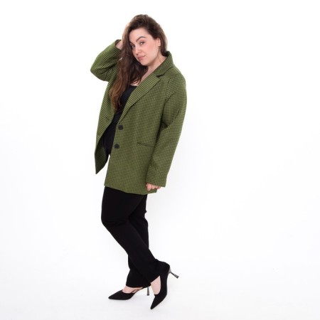 Female jacket, green color, goose foot, size 52-3