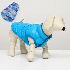 Dog jacket two -sided with print, size 10 (DS 25 cm, OG 34 cm, Osh 24 cm), Blue