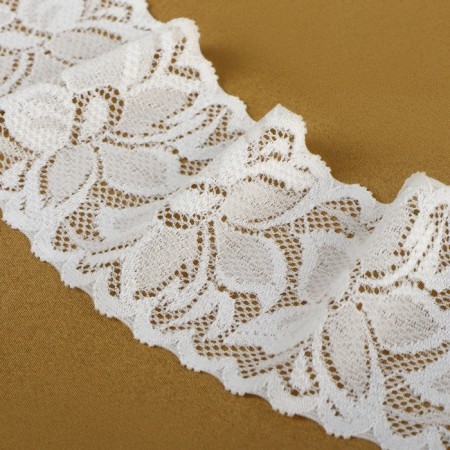 Elastic lace, 60 mm × 10 ± 1 m, ivory color-1