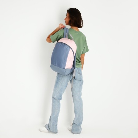 School textile Backpack 46x30x10 cm, vertical pocket, gray color, pink-8