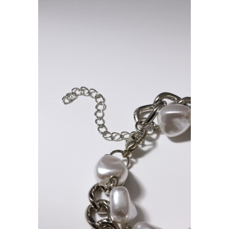 Pearl bracelet "Chain", white color in silver, l = 16 cm-3