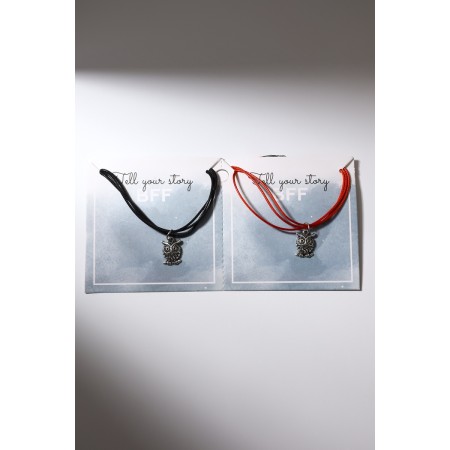 Bracelets "Demetrons" owl, red-black color, l = 17 cm-4