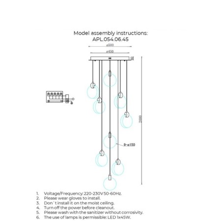 Suspended lamp Frederik LED 3000K 45W-1