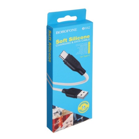 Cable Borofone BX42, Type -C - USB, 3 A, 1 m, tPE braid, white-3