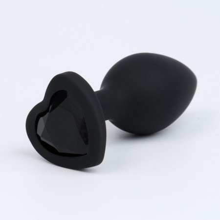 Anal traffic jam-hoods, with a crystal heart, Soft silicone, 28 x 75 mm, black-1