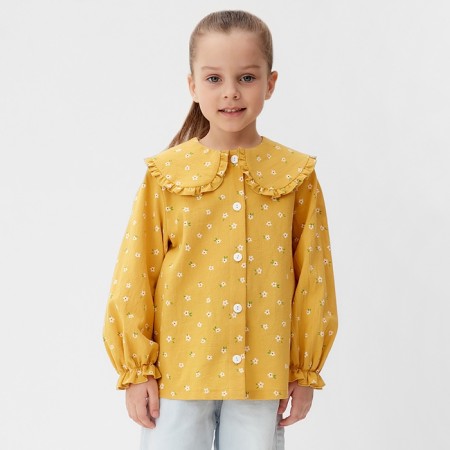 Children's shirt with collar KAFTAN, R.34 (122-128 cm), yellow-5