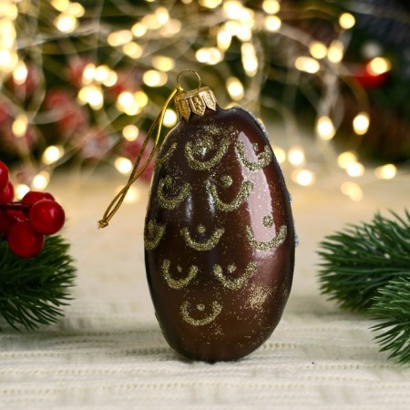 Christmas tree toy "owl" manual painting, h- 11 cm, brown-1
