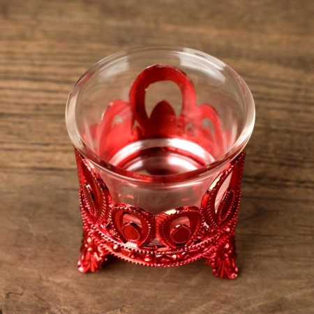Climber Plastic, glass for 1 candle "droplets" red 7x6x6 cm-5