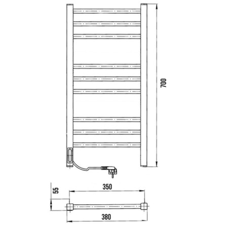 Two -towel electric Laris Astor ChKCh9, 350x700 mm, 9 crossbars, right, black-7