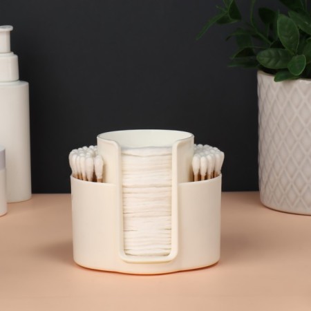 Container for storing cosmetic supplies "Zoy", 10 x 8.2 x 8.6 cm ivory color-1