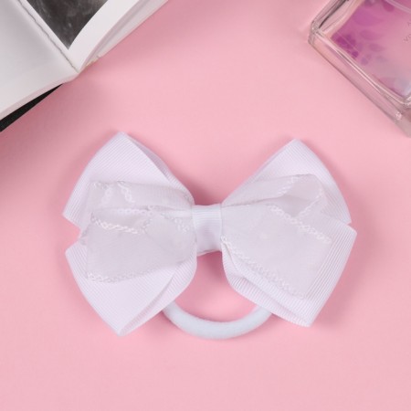 Hair elastic band "Schoolgirl" Bant Peas, 9 cm, white