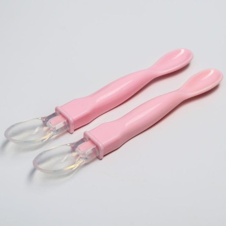 A set of children's spoons, 2 pcs., Pink color-1