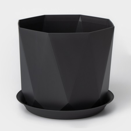 Pot for flowers with a prism palm, 4.7 liters, graphite color