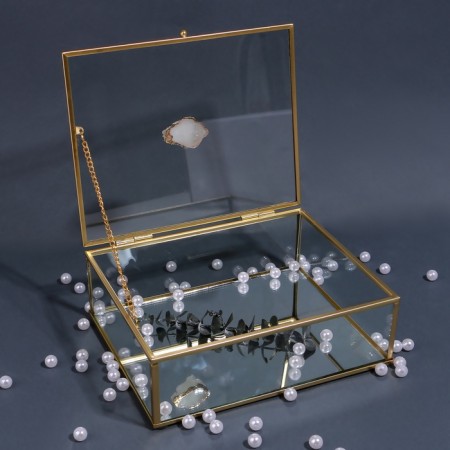 Organizer for storage "Mountains", with a lid, glass, with a mirror -bottom, 1 section, 20 × 16 × 6.5 cm, the color is transparent/copper-4