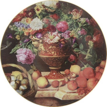 A plate with a hook "Still still life with flowers", 27 cm