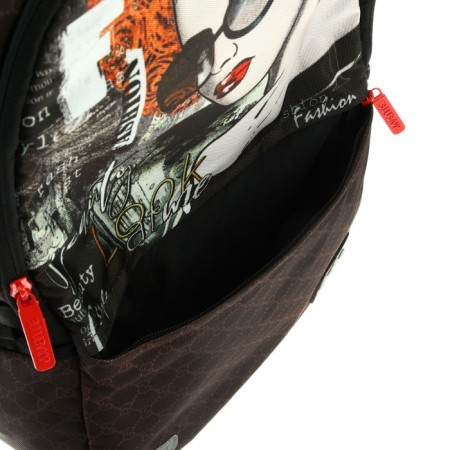 Youth backpack 39 x 30 x 17 cm, ergonomic back + usb and audio output, Devente Red Label, Beauty, Brown/Orange-8