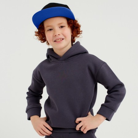 Basebolk with a direct visor for the boy Minaku, size 56, black/blue color-1