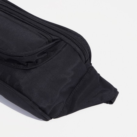 Zipper waist bag, external pocket, adjustable belt, black color-3