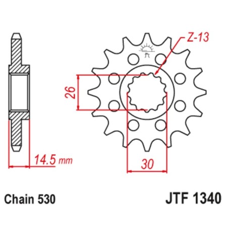 Leading star, jt 1340.18, chain 530, 18 teeth-1