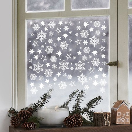 Vinyl stickers on the windows "Snowflakes", reusable, 70 x 25 cm, New Year-3