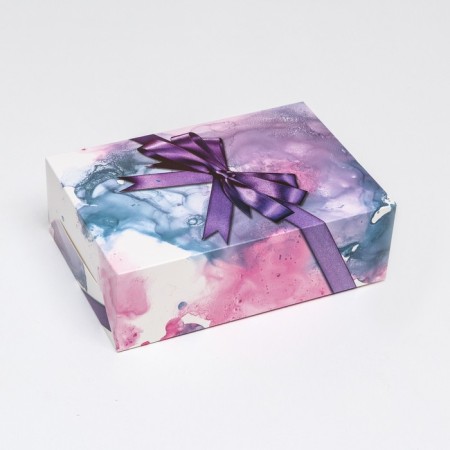 Folding box "Gift" with a purple bow, 16 x 23 x 7.5 cm-2