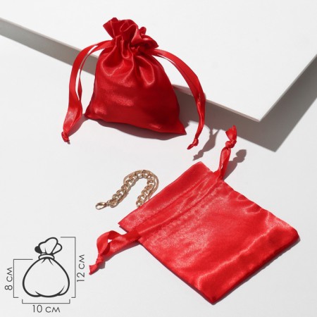 Satin gift bag, 10 × 12 cm, red color