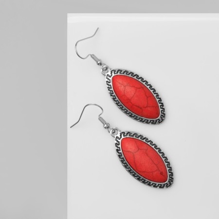 Earrings "Nutel" Ellipse, red color in black silver